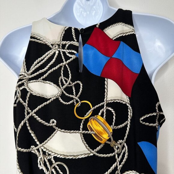 Ralph Lauren Anchor Dress Size M Black Sleeveless Boat Nautical Chain Vintage - Picture 4 of 13